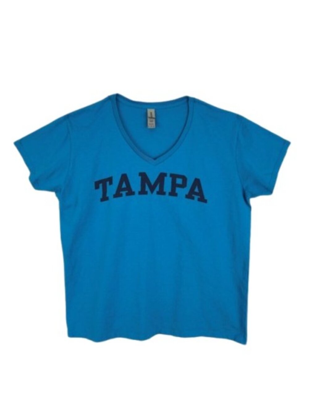 Gildan Tampa Graphic V-Neck T-Shirt Blue Size 2XL